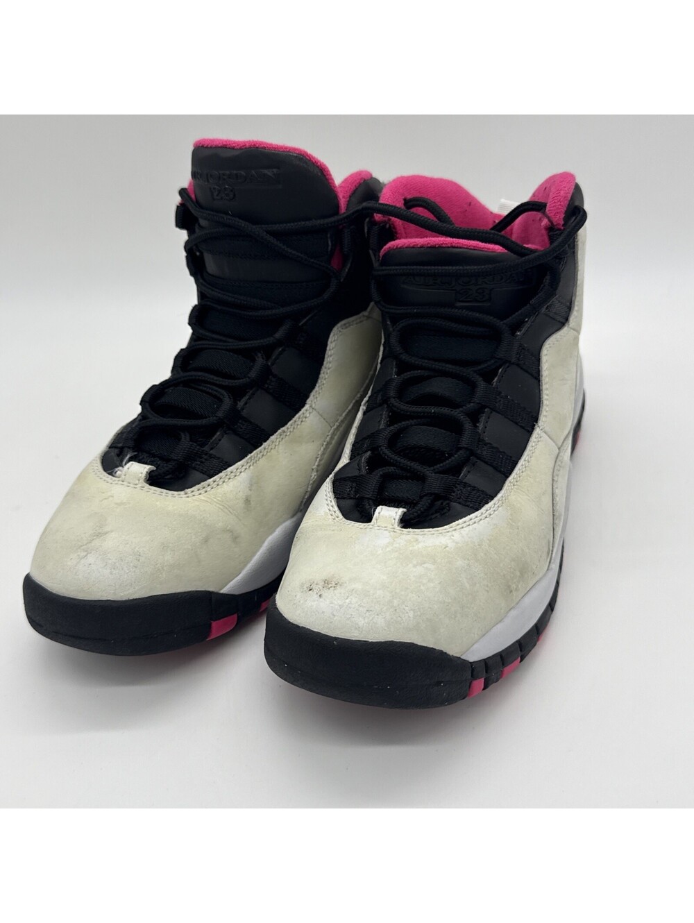 Nike Air Jordan 10 Retro Vivid Pink Off White Black 487211-008 Youth Size 6.5Y